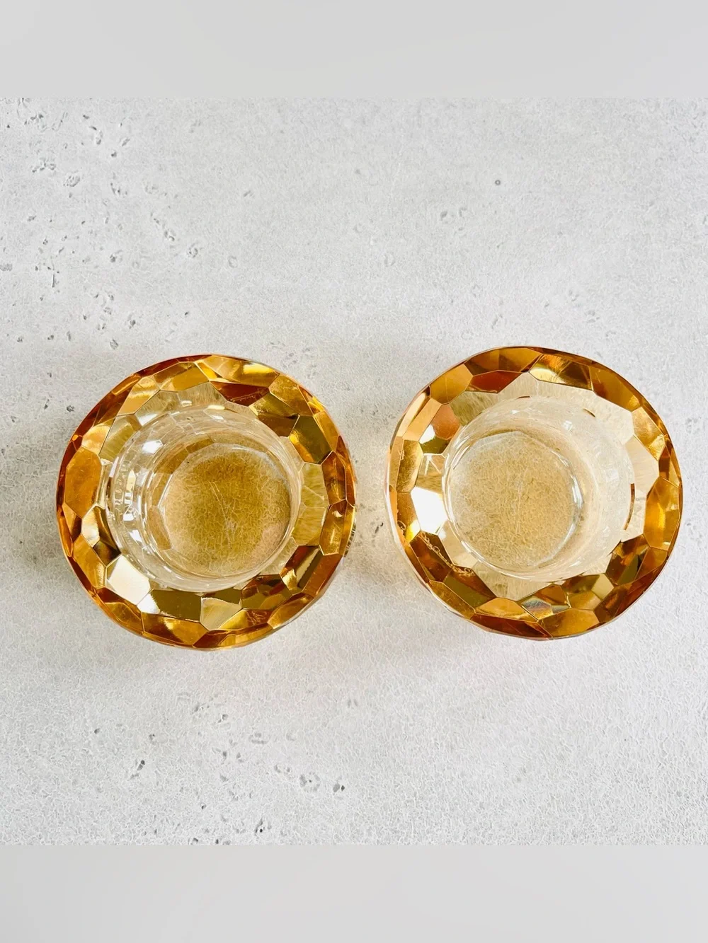 Set of 2 Oleg Cassini Crystal Faceted Candle Holders